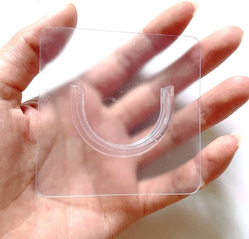 Venupple Spring Tension Rod Holder, 8 Packs 1.18 Inches Small Transparent Shower Rod Bracket No Drilling, Small Adhesive Tension Curtain Rod Retainer Shower Curtain Rod Holder - Image 4